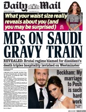 Daily Mail (UK) Newspaper Front Page for 19 October 2018