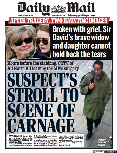 Daily Mail Newspaper Front Page (UK) for 19 October 2021