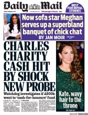 Daily Mail (UK) Newspaper Front Page for 19 November 2021