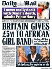 Daily Mail (UK) Newspaper Front Page for 19 December 2016