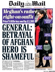 Daily Mail (UK) Newspaper Front Page for 19 January 2018