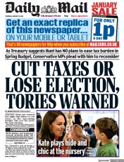 Daily Mail front page for 19 January 2023