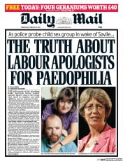 Daily Mail Newspaper Front Page (UK) for 19 February 2014