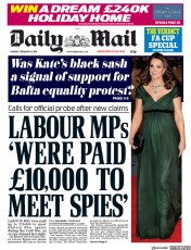 Daily Mail (UK) Newspaper Front Page for 19 February 2018
