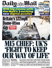 Daily Mail (UK) Newspaper Front Page for 19 February 2022