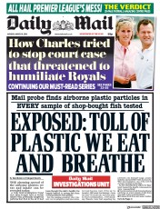 Daily Mail (UK) Newspaper Front Page for 19 March 2018