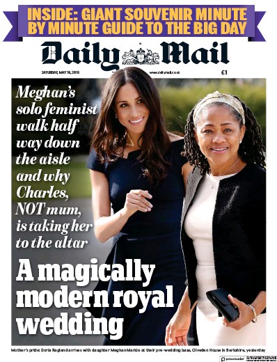 Daily Mail Newspaper Front Page (UK) for 19 May 2018