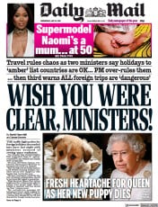 Daily Mail (UK) Newspaper Front Page for 19 May 2021