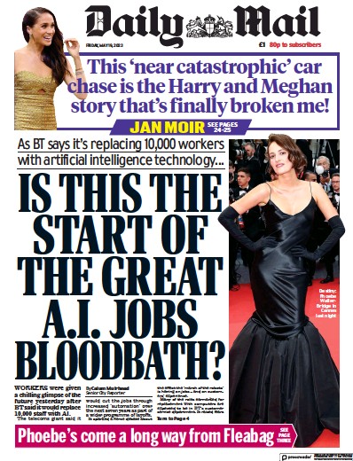 Daily Mail Newspaper Front Page (UK) for 19 May 2023