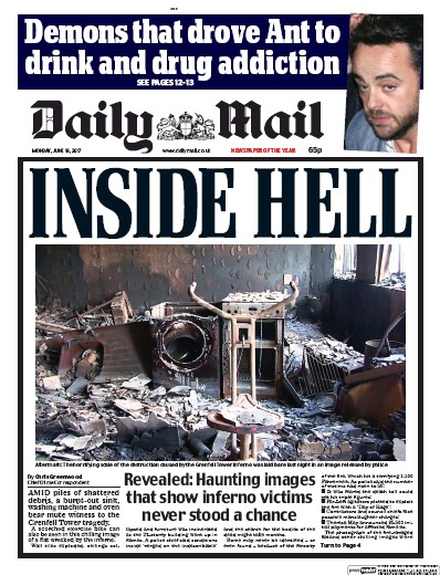 Daily Mail Newspaper Front Page (UK) for 19 June 2017