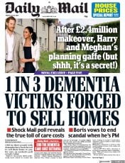 Daily Mail (UK) Newspaper Front Page for 19 July 2019