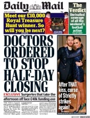 Daily Mail (UK) Newspaper Front Page for 19 August 2019