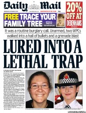 Daily Mail (UK) Newspaper Front Page for 19 September 2012