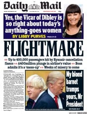 Daily Mail (UK) Newspaper Front Page for 19 September 2017