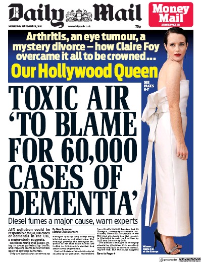 Daily Mail Newspaper Front Page (UK) for 19 September 2018