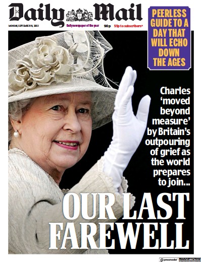 Daily Mail Newspaper Front Page (UK) for 19 September 2022