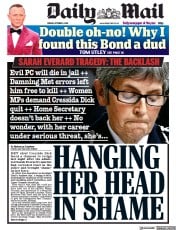Daily Mail (UK) Newspaper Front Page for 1 October 2021