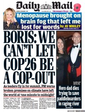 Daily Mail (UK) Newspaper Front Page for 1 November 2021
