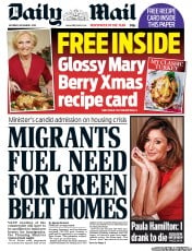 Daily Mail Newspaper Front Page (UK) for 1 December 2012