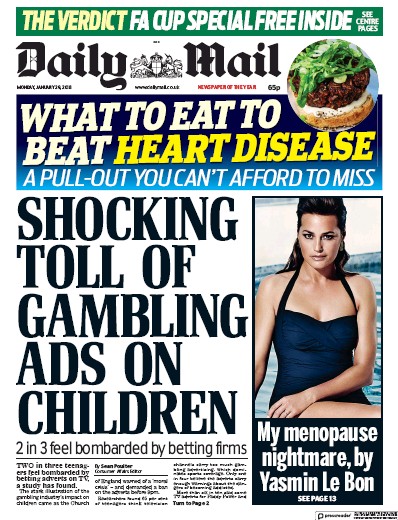 Daily Mail Newspaper Front Page (UK) for 1 February 2018