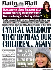 Daily Mail front page for 1 February 2023