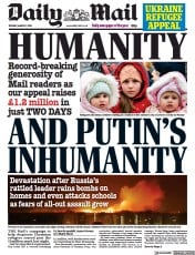 Daily Mail (UK) Newspaper Front Page for 1 March 2022