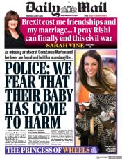 Daily Mail (UK) Newspaper Front Page for 1 March 2023