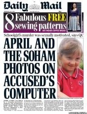 Daily Mail (UK) Newspaper Front Page for 1 May 2013