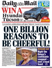 Daily Mail (UK) Newspaper Front Page for 1 May 2023