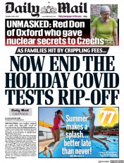 Daily Mail (UK) Newspaper Front Page for 1 June 2021