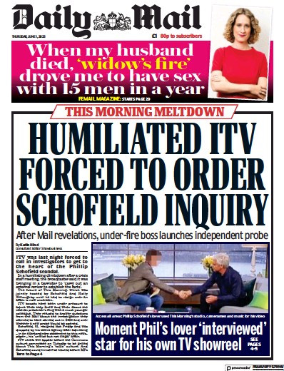 Daily Mail Newspaper Front Page (UK) for 1 June 2023