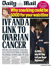 Daily Mail (UK) Newspaper Front Page for 20 October 2015