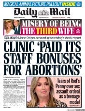 Daily Mail (UK) Newspaper Front Page for 20 October 2017