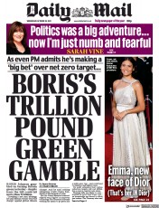 Daily Mail (UK) Newspaper Front Page for 20 October 2021
