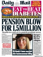 Daily Mail (UK) Newspaper Front Page for 20 January 2016