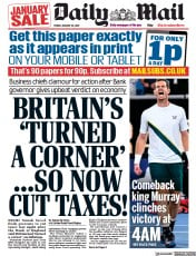 Daily Mail (UK) Newspaper Front Page for 20 January 2023