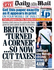 Daily Mail (UK) Newspaper Front Page for 20 January 2023