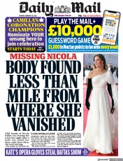 Daily Mail (UK) Newspaper Front Page for 20 February 2023