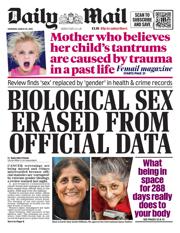 Daily Mail front page for 20 March 2025