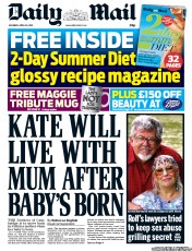 Daily Mail Newspaper Front Page (UK) for 20 April 2013