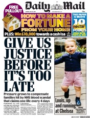Daily Mail (UK) Newspaper Front Page for 20 May 2019