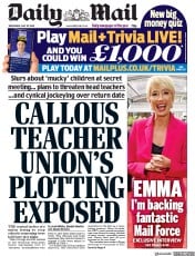 Daily Mail (UK) Newspaper Front Page for 20 May 2020