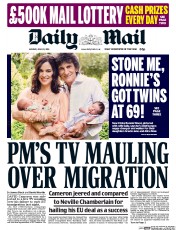 Daily Mail (UK) Newspaper Front Page for 20 June 2016