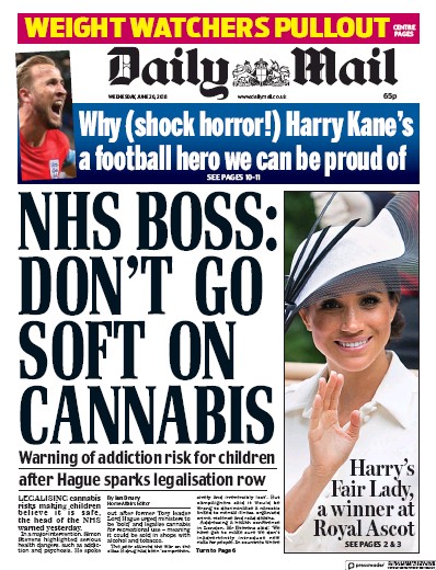 Daily Mail Newspaper Front Page (UK) for 20 June 2018