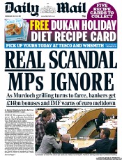 Daily Mail (UK) Newspaper Front Page for 20 July 2011