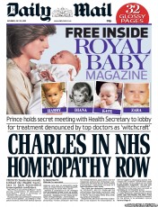 Daily Mail (UK) Newspaper Front Page for 20 July 2013