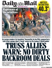 Daily Mail (UK) Newspaper Front Page for 20 July 2022