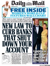 Daily Mail (UK) Newspaper Front Page for 20 July 2023