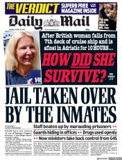 Daily Mail (UK) Newspaper Front Page for 20 August 2018