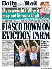 Daily Mail (UK) Newspaper Front Page for 20 September 2011